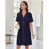 imageEkouaer Nightgowns for Women Button Down Sleep Shirts Short Sleeve Nightshirt Classic Pajama Dress Soft Sleepwear SXXXLNavy Blue