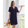 imageEkouaer Nightgowns for Women Button Down Sleep Shirts Short Sleeve Nightshirt Classic Pajama Dress Soft Sleepwear SXXXLNavy Blue