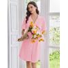 imageEkouaer Nightgowns for Women Button Down Sleep Shirts Short Sleeve Nightshirt Classic Pajama Dress Soft Sleepwear SXXXLPink