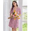 imageEkouaer Nightgowns for Women Button Down Sleep Shirts Short Sleeve Nightshirt Classic Pajama Dress Soft Sleepwear SXXXLPink Leopard