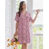 imageEkouaer Nightgowns for Women Button Down Sleep Shirts Short Sleeve Nightshirt Classic Pajama Dress Soft Sleepwear SXXXLPink Leopard