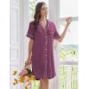 imageEkouaer Nightgowns for Women Button Down Sleep Shirts Short Sleeve Nightshirt Classic Pajama Dress Soft Sleepwear SXXXLPurple
