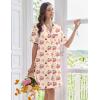 imageEkouaer Nightgowns for Women Button Down Sleep Shirts Short Sleeve Nightshirt Classic Pajama Dress Soft Sleepwear SXXXLTeddy Bear Cherry