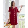 imageEkouaer Nightgowns for Women Button Down Sleep Shirts Short Sleeve Nightshirt Classic Pajama Dress Soft Sleepwear SXXXLWine Red