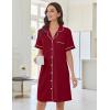 imageEkouaer Nightgowns for Women Button Down Sleep Shirts Short Sleeve Nightshirt Classic Pajama Dress Soft Sleepwear SXXXLWine Red