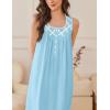 imageEkouaer Nightgowns for Women Cotton Long Night Gown Sleeveless Sleep Dress Victorian Nightdress Ladies Sleepwear SXXXLCyan