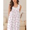 imageEkouaer Nightgowns for Women Cotton Long Night Gown Sleeveless Sleep Dress Victorian Nightdress Ladies Sleepwear SXXXLWhite Pink Line Florals