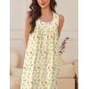 imageEkouaer Nightgowns for Women Cotton Long Night Gown Sleeveless Sleep Dress Victorian Nightdress Ladies Sleepwear SXXXLYellow Green Leaf
