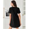 imageEkouaer Nightgowns for Women Cotton Night Gowns Pleated Nightshirts Henley V Neck Sleepshirts Short Sleeve SleepwearBlack