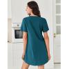imageEkouaer Nightgowns for Women Cotton Night Gowns Pleated Nightshirts Henley V Neck Sleepshirts Short Sleeve SleepwearBlue Green