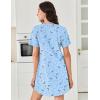 imageEkouaer Nightgowns for Women Cotton Night Gowns Pleated Nightshirts Henley V Neck Sleepshirts Short Sleeve SleepwearBlue Star  Moon