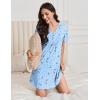 imageEkouaer Nightgowns for Women Cotton Night Gowns Pleated Nightshirts Henley V Neck Sleepshirts Short Sleeve SleepwearBlue Star  Moon