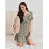 imageEkouaer Nightgowns for Women Cotton Night Gowns Pleated Nightshirts Henley V Neck Sleepshirts Short Sleeve SleepwearBrown Leopard