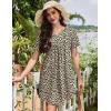 imageEkouaer Nightgowns for Women Cotton Night Gowns Pleated Nightshirts Henley V Neck Sleepshirts Short Sleeve SleepwearBrown Leopard