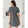 imageEkouaer Nightgowns for Women Cotton Night Gowns Pleated Nightshirts Henley V Neck Sleepshirts Short Sleeve SleepwearGrey