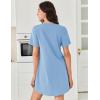 imageEkouaer Nightgowns for Women Cotton Night Gowns Pleated Nightshirts Henley V Neck Sleepshirts Short Sleeve SleepwearLight Blue