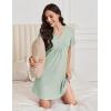 imageEkouaer Nightgowns for Women Cotton Night Gowns Pleated Nightshirts Henley V Neck Sleepshirts Short Sleeve SleepwearLight Green