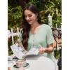 imageEkouaer Nightgowns for Women Cotton Night Gowns Pleated Nightshirts Henley V Neck Sleepshirts Short Sleeve SleepwearLight Green