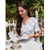 imageEkouaer Nightgowns for Women Cotton Night Gowns Pleated Nightshirts Henley V Neck Sleepshirts Short Sleeve SleepwearLight Grey Stars