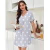 imageEkouaer Nightgowns for Women Cotton Night Gowns Pleated Nightshirts Henley V Neck Sleepshirts Short Sleeve SleepwearLight Grey Stars
