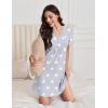 imageEkouaer Nightgowns for Women Cotton Night Gowns Pleated Nightshirts Henley V Neck Sleepshirts Short Sleeve SleepwearLight Grey Stars