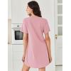 imageEkouaer Nightgowns for Women Cotton Night Gowns Pleated Nightshirts Henley V Neck Sleepshirts Short Sleeve SleepwearPink
