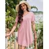 imageEkouaer Nightgowns for Women Cotton Night Gowns Pleated Nightshirts Henley V Neck Sleepshirts Short Sleeve SleepwearPink