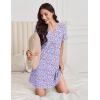 imageEkouaer Nightgowns for Women Cotton Night Gowns Pleated Nightshirts Henley V Neck Sleepshirts Short Sleeve SleepwearPurple  Blue Dots