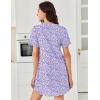imageEkouaer Nightgowns for Women Cotton Night Gowns Pleated Nightshirts Henley V Neck Sleepshirts Short Sleeve SleepwearPurple  Blue Dots
