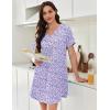 imageEkouaer Nightgowns for Women Cotton Night Gowns Pleated Nightshirts Henley V Neck Sleepshirts Short Sleeve SleepwearPurple  Blue Dots