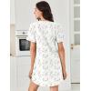 imageEkouaer Nightgowns for Women Cotton Night Gowns Pleated Nightshirts Henley V Neck Sleepshirts Short Sleeve SleepwearWhite Pink  Lilac Florals