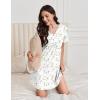 imageEkouaer Nightgowns for Women Cotton Night Gowns Pleated Nightshirts Henley V Neck Sleepshirts Short Sleeve SleepwearWhite Pink  Lilac Florals