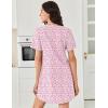 imageEkouaer Nightgowns for Women Cotton Night Gowns Pleated Nightshirts Henley V Neck Sleepshirts Short Sleeve SleepwearWhite Pink Florals
