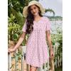 imageEkouaer Nightgowns for Women Cotton Night Gowns Pleated Nightshirts Henley V Neck Sleepshirts Short Sleeve SleepwearWhite Pink Florals