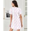 imageEkouaer Nightgowns for Women Cotton Night Gowns Pleated Nightshirts Henley V Neck Sleepshirts Short Sleeve SleepwearWhite Pink Line Florals