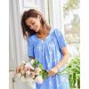 imageEkouaer Nightgowns for Women Cotton Nightgown House Dress with Pockets Short Sleeve Mumu Dress Embroidered Lounge DressBlue Pigeon