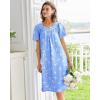 imageEkouaer Nightgowns for Women Cotton Nightgown House Dress with Pockets Short Sleeve Mumu Dress Embroidered Lounge DressBlue Pigeon