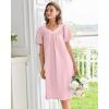 imageEkouaer Nightgowns for Women Cotton Nightgown House Dress with Pockets Short Sleeve Mumu Dress Embroidered Lounge DressDeep Pink