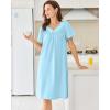 imageEkouaer Nightgowns for Women Cotton Nightgown House Dress with Pockets Short Sleeve Mumu Dress Embroidered Lounge DressLight Blue