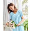 imageEkouaer Nightgowns for Women Cotton Nightgown House Dress with Pockets Short Sleeve Mumu Dress Embroidered Lounge DressLight Blue