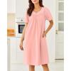 imageEkouaer Nightgowns for Women Cotton Nightgown House Dress with Pockets Short Sleeve Mumu Dress Embroidered Lounge DressLight Pink