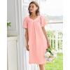 imageEkouaer Nightgowns for Women Cotton Nightgown House Dress with Pockets Short Sleeve Mumu Dress Embroidered Lounge DressLight Pink