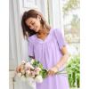 imageEkouaer Nightgowns for Women Cotton Nightgown House Dress with Pockets Short Sleeve Mumu Dress Embroidered Lounge DressLight Purple