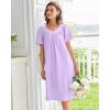 imageEkouaer Nightgowns for Women Cotton Nightgown House Dress with Pockets Short Sleeve Mumu Dress Embroidered Lounge DressLight Purple