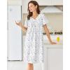 imageEkouaer Nightgowns for Women Cotton Nightgown House Dress with Pockets Short Sleeve Mumu Dress Embroidered Lounge DressPurple Floral