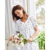 imageEkouaer Nightgowns for Women Cotton Nightgown House Dress with Pockets Short Sleeve Mumu Dress Embroidered Lounge DressPurple Floral