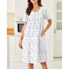 imageEkouaer Nightgowns for Women Cotton Nightgown House Dress with Pockets Short Sleeve Mumu Dress Embroidered Lounge DressPurple Floral