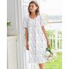imageEkouaer Nightgowns for Women Cotton Nightgown House Dress with Pockets Short Sleeve Mumu Dress Embroidered Lounge DressPurple Floral