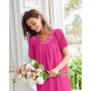 imageEkouaer Nightgowns for Women Cotton Nightgown House Dress with Pockets Short Sleeve Mumu Dress Embroidered Lounge DressRose Red