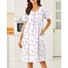 imageEkouaer Nightgowns for Women Cotton Nightgown House Dress with Pockets Short Sleeve Mumu Dress Embroidered Lounge DressWhite Floral